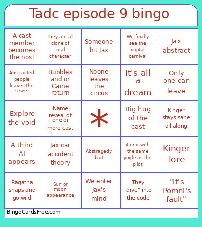 Tadc Episode 9 Bingo Card