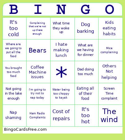 Tahoe Bingo Card