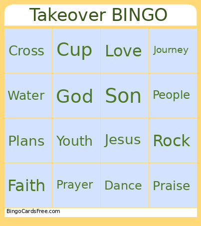 Takeover Bingo Card