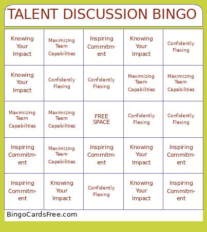 TALENT DISCUSSION BINGO