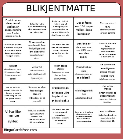 Talentsenter I Realfag Bingo Card