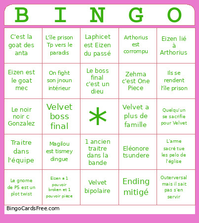 Tales Of Bingo Card