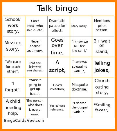 Talk Bingo Card