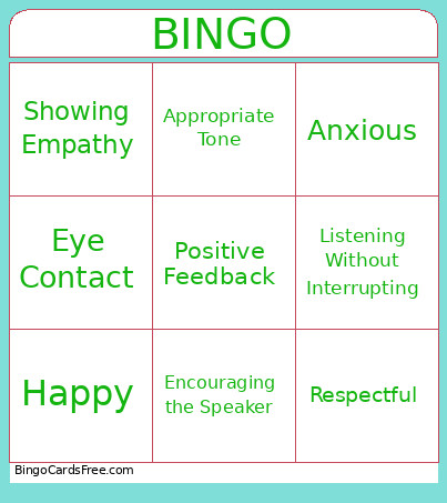 Talk Show Bingo Card