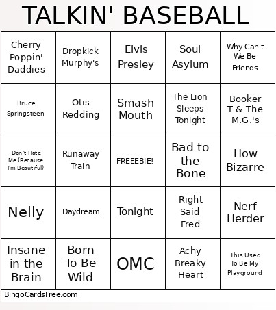 TALKIN' BASEBALL Bingo Card