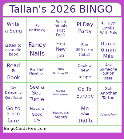 Tallan's 2026 Bingo Card