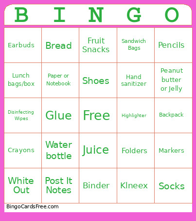 Tammy's Bingo Card
