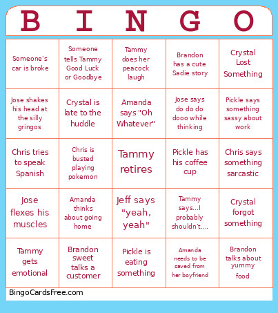 Tammy's Bingo Card