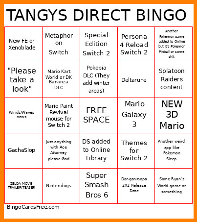 TANGYS DIRECT Bingo Card