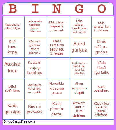 Tapešu Ielas Bingo Card