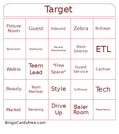 Target Bingo Card