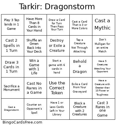 Tarkir: Dragonstorm Bingo Card