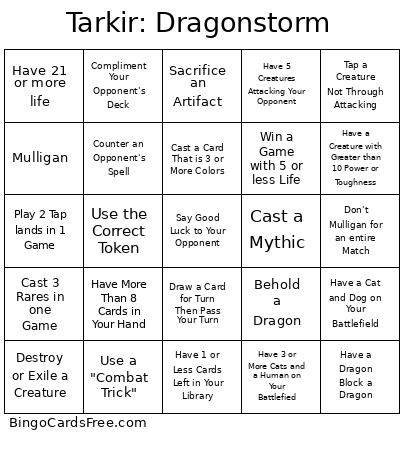 Tarkir: Dragonstorm Bingo Card