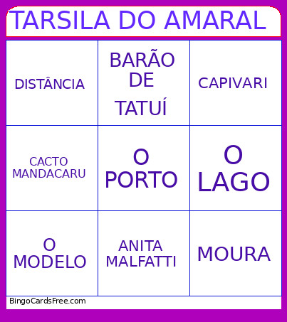 TARSILA DO AMARAL Bingo Card