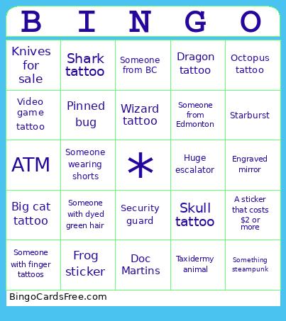 Tattoo exbo Bingo Cards Free Pdf Printable Game, Title: BINGO