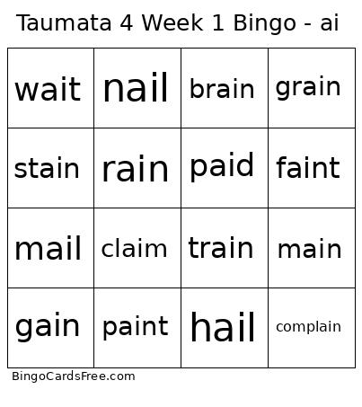 Taumata 4 Week 1 - Ai Bingo Card