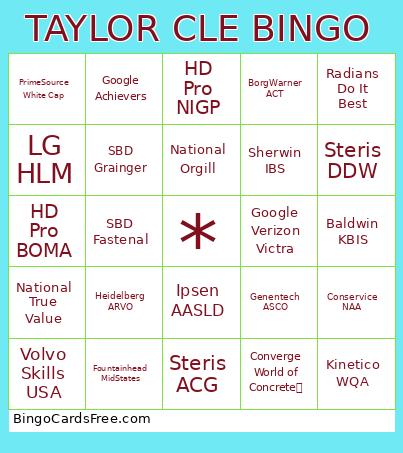 TAYLOR CLE BINGO