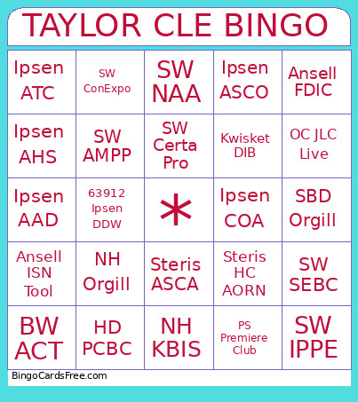 TAYLOR CLE Bingo Card