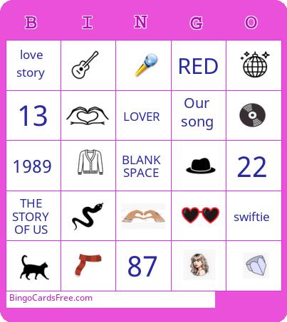 Taylor Swift Bingo