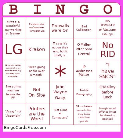 TC Bingo Card