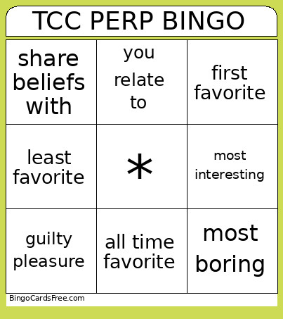 TCC PERP Bingo Card