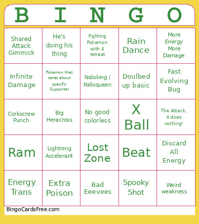 Tcg Bingo Card
