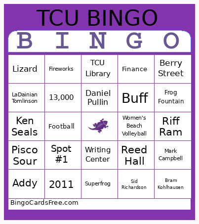 TCU Bingo Card