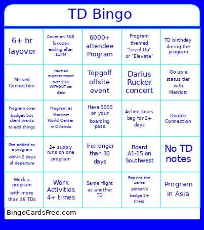 TD Bingo Card