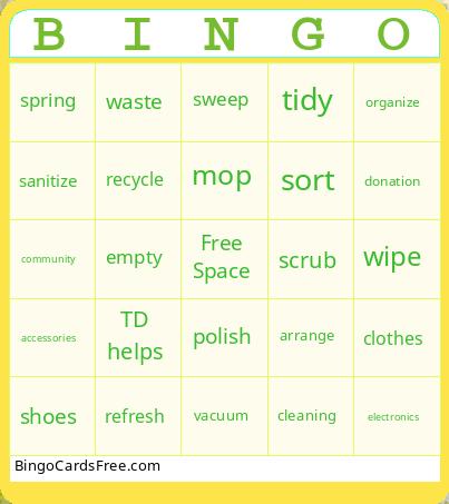 TD Spring Cleaning  Bingo