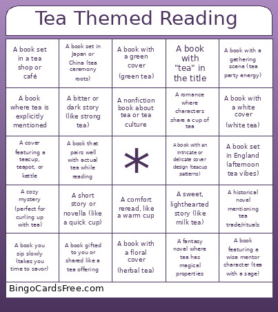 Tea Themed Reading Bingo Card