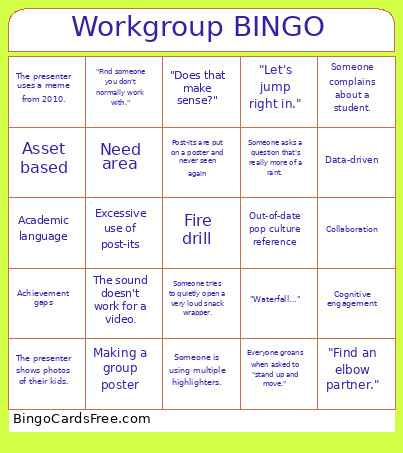 Teacher PD Bingo Card