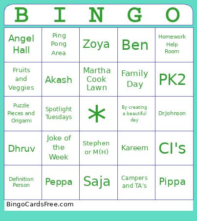 Team 1&2 !! Bingo Card