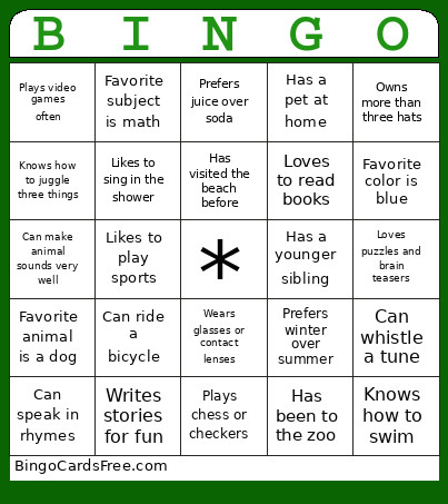 Team Bingo Card