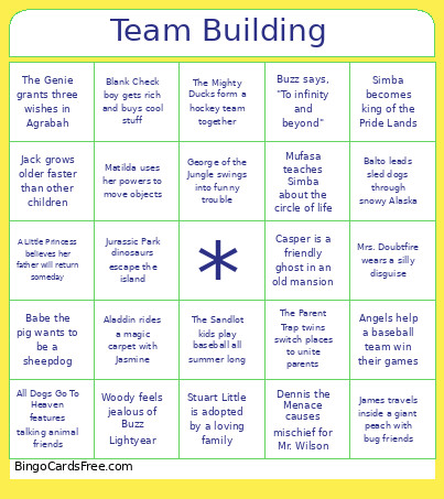 Team Building Bingo Card