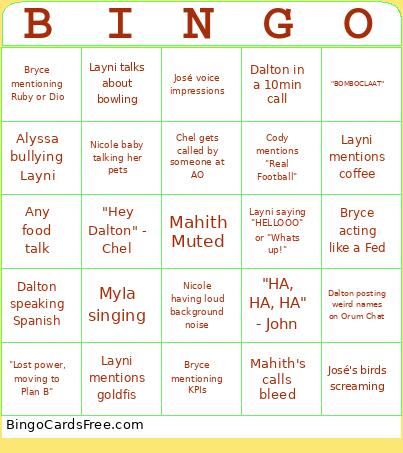 Team Clarke  Bingo