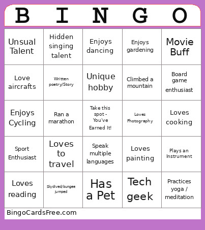 Team Connect Bingo Card