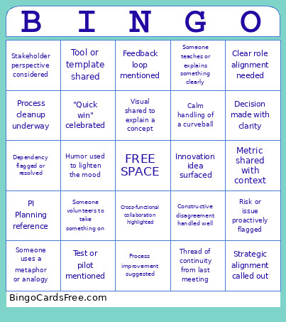 Team Meeting Bingo Card