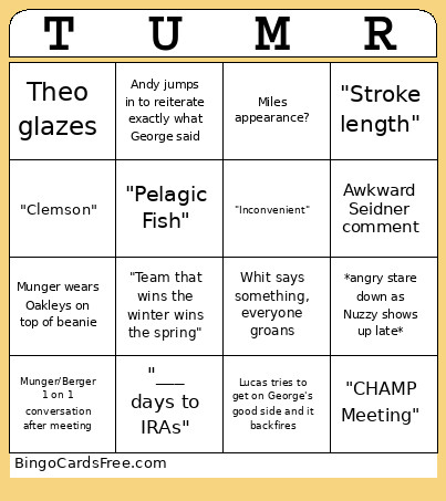 Team Meeting Bingo Card