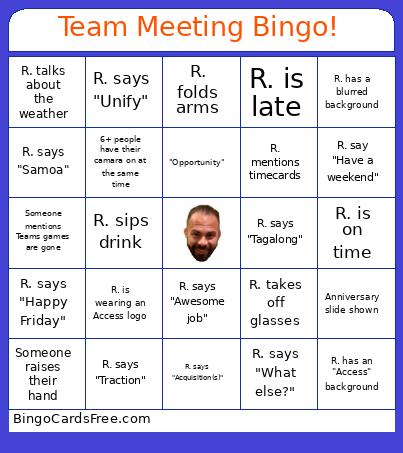 Team Meeting Bingo!