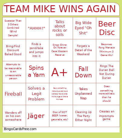 TEAM MIKE WINS AGAIN Bingo Card