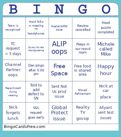 Team Squirrel Bingo Card