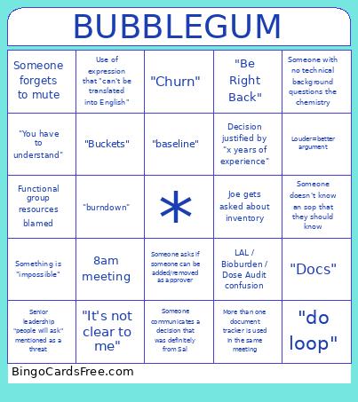 Teams Bingo Card