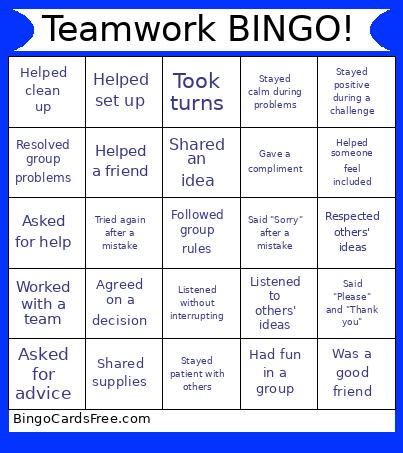 Teamwork ! Bingo Card 2
