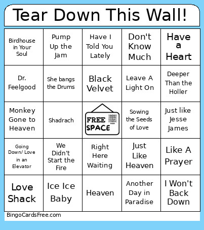 Tear Down This Wall! Bingo Card