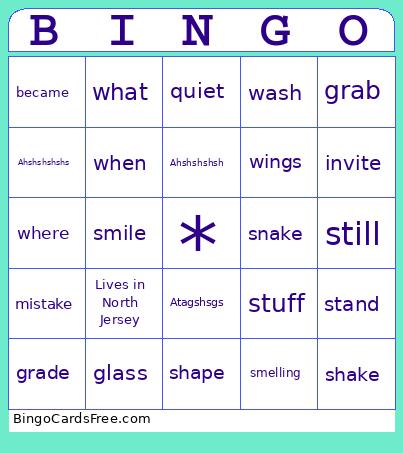 Teat7 Bingo Card