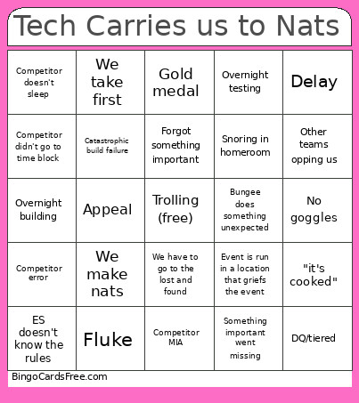 Tech Carries Us To Nats Bingo Card