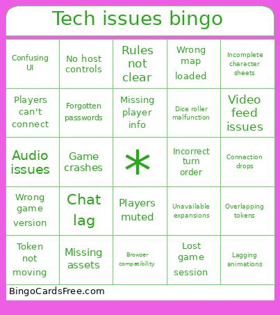 Tech Issues Bingo Card