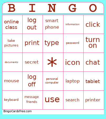 Tech Vocab Bingo Card