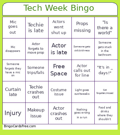 Tech Week Bingo Card
