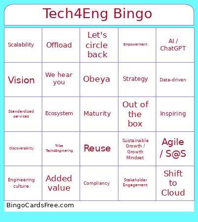 Tech4Eng Bingo Card